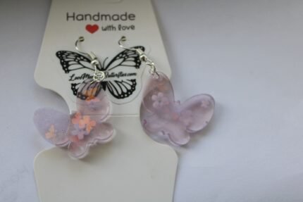 Handmade light pink butterfly resin earrings