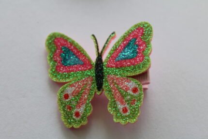 Girls hair clip green and pink